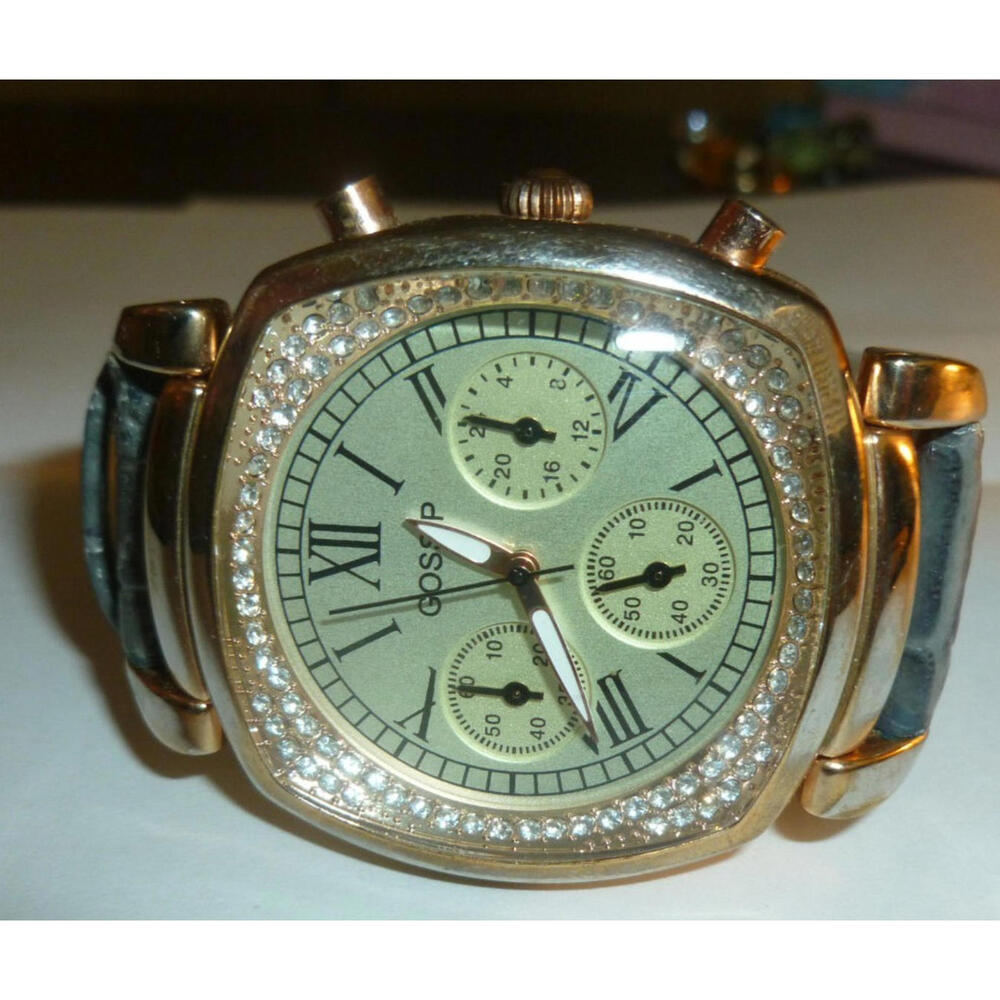 Gossip Mother Pearl‎ Crystals Silver Tone Women’s Watch Leather Band